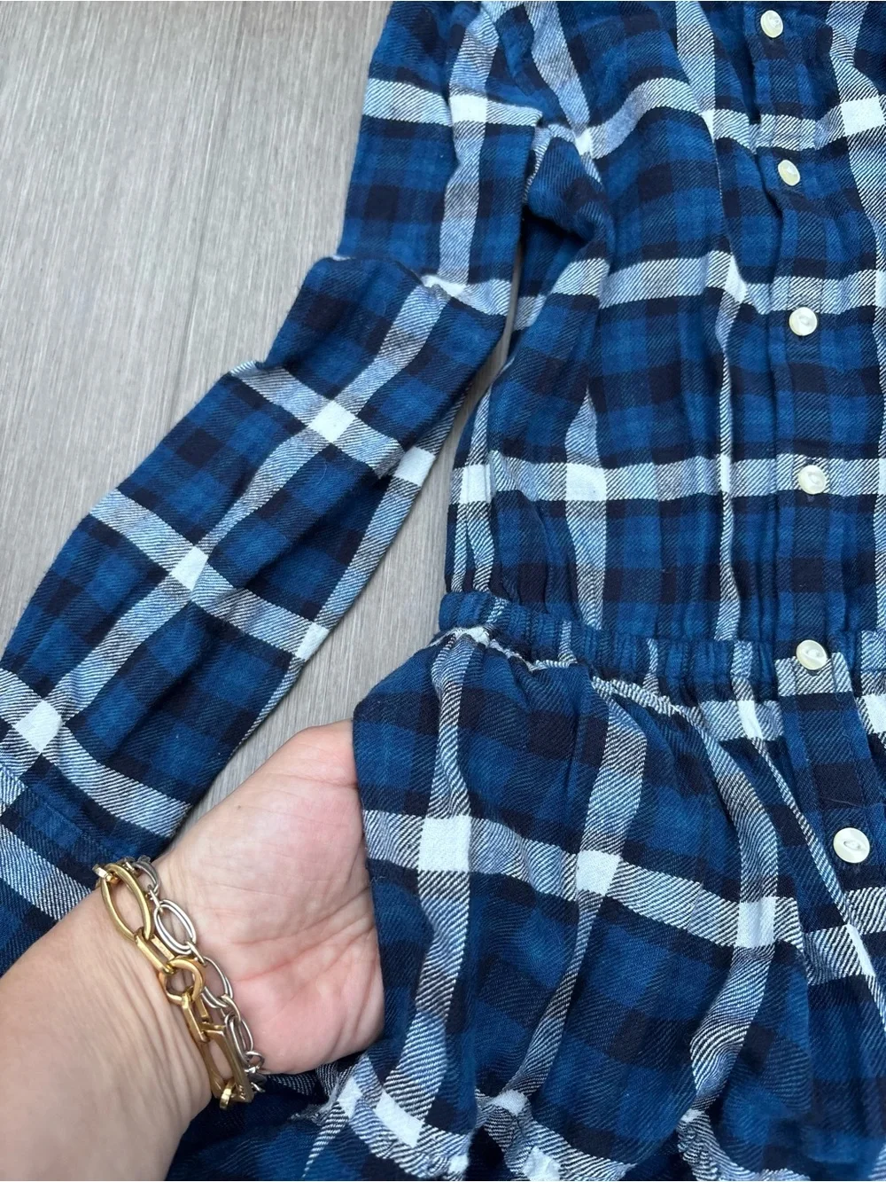 Ralph Lauren Girl Plaid Motif Flannel ShirtDress 100% Cotton In Blue Size 7